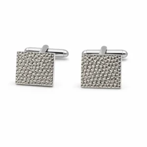 Μανικετόκουμπα Ασημί με Ανάγλυφο Σχέδιο – Κομψό Σετ