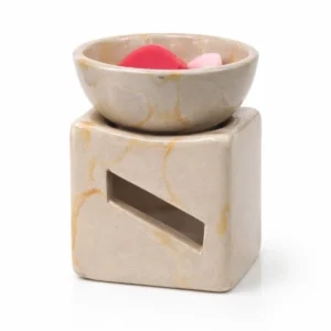 Κεραμικός Αρωματιστής "Beige Marble" – Καυστήρας με Όψη Μαρμάρου για Wax Melts & Αιθέρια Έλαια (7x8cm)