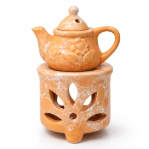 Κεραμικός Αρωματιστής "Teapot Orange" – Καυστήρας Τσαγιέρα 3 Τεμαχίων για Wax Melts & Αιθέρια Έλαια (14x7cm)