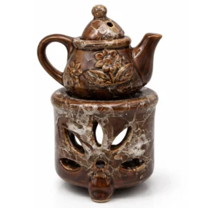 Κεραμικός Αρωματιστής "Antique Teapot Brown" – Καυστήρας Τσαγιέρα 3 Τεμαχίων για Wax Melts & Αιθέρια Έλαια (14x7cm)