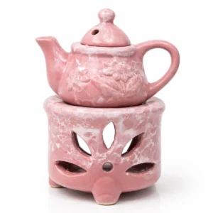 Κεραμικός Αρωματιστής "Romantic Tea Pink" – Καυστήρας Τσαγιέρα 3 Τεμαχίων για Wax Melts & Αιθέρια Έλαια (14x7cm)