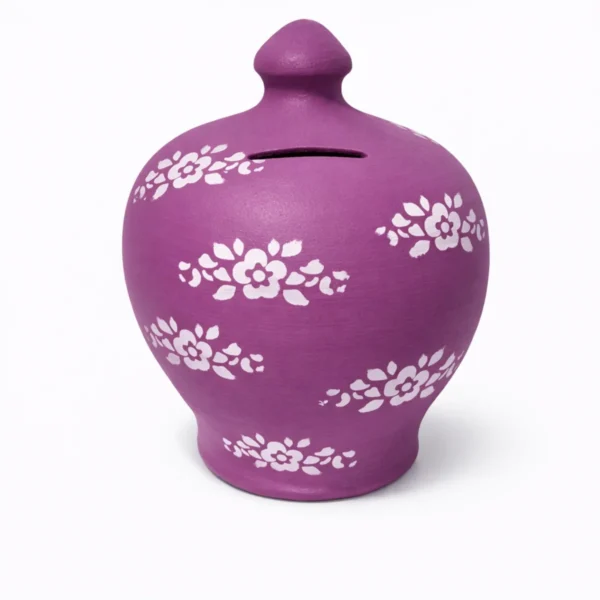 koumparas-floral-kliklis.gr-kou014a Κεραμικός Κουμπαράς Floral – Χειροποίητος με Λουλούδια