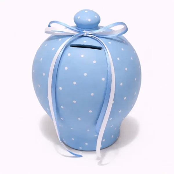 koumparas-polka-kliklis.gr-kou005-baby-blue Κεραμικός Κουμπαράς “Polka Charm” – Χειροποίητος με Πουά σε Διάφορα Χρώματα