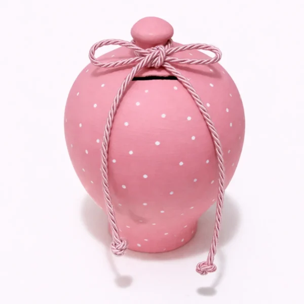koumparas-polka-kliklis.gr-kou005-pink Κεραμικός Κουμπαράς “Polka Charm” – Χειροποίητος με Πουά σε Διάφορα Χρώματα