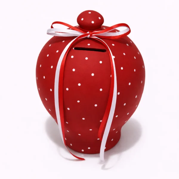 koumparas-polka-kliklis.gr-kou005-red Κεραμικός Κουμπαράς “Polka Charm” – Χειροποίητος με Πουά σε Διάφορα Χρώματα