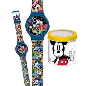 Παιδικό Ρολόι Χειρός Mickey Mouse – Αναλογικό Ρολόι με Αριθμούς & Μεταλλικό Κουτί