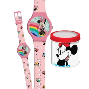 Παιδικό Ρολόι Χειρός Minnie Mouse – Αναλογικό Ρολόι με Αριθμούς & Μεταλλικό Κουτί