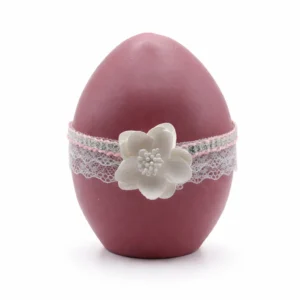 pasxalina-auga-kliklis.gr-EGG006 Κεραμικό Πασχαλινό Αυγό με Δαντέλα & Λευκό Λουλούδι | Πασχαλινή Διακόσμηση