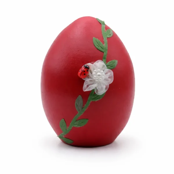 pasxalina-auga-kliklis.gr-EGG009 Κεραμικό Πασχαλινό Αυγό με Πασχαλίτσα & Φύλλα | Πασχαλινή Διακόσμηση