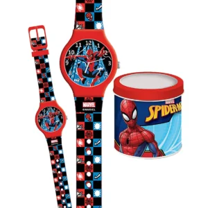 Παιδικό Ρολόι Χειρός Spiderman – Αναλογικό Ρολόι με Αριθμούς & Μεταλλικό Κουτί
