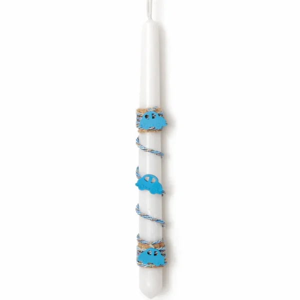 lampades-pasxalines-kliklis.gr-EC011 Χειροποίητη Πασχαλινή Λαμπάδα με Αυτοκινητάκια