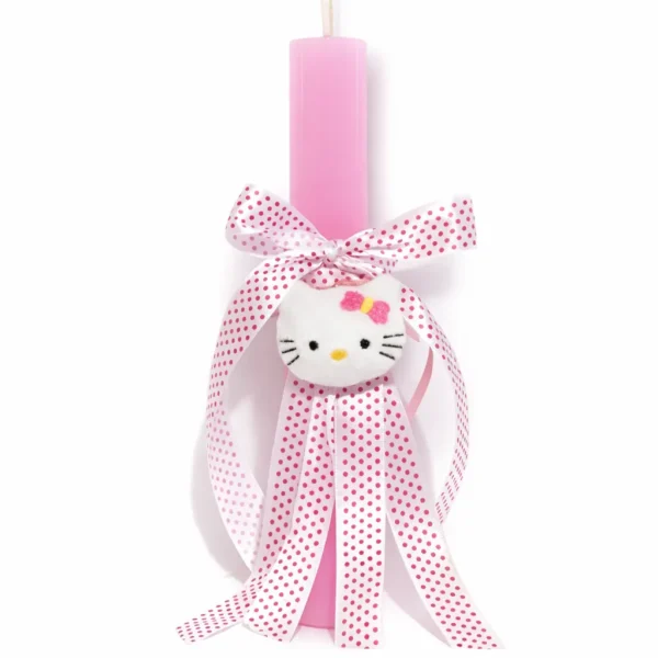 Χειροποίητη Πασχαλινή Λαμπάδα με Hello Kitty 25cm