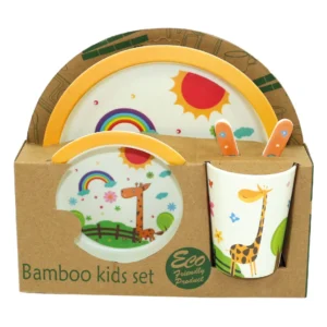 Παιδικό Σετ Φαγητού Bamboo Καμηλοπάρδαλη 5 Τεμαχίων