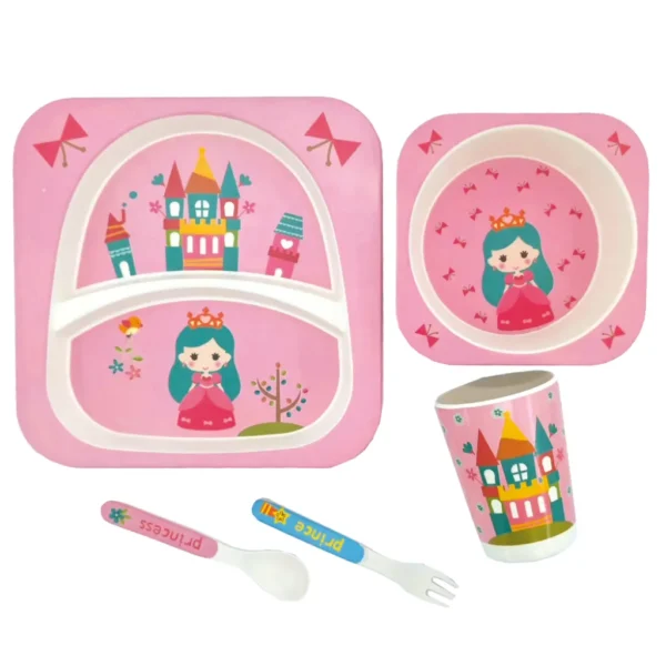 paidiko-set-fagitou-kliklis.gr-SF15849 Παιδικό Σετ Φαγητού Bamboo Πριγκίπισσα Οικολογικό 5 Τεμαχίων