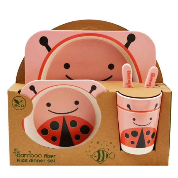 paidiko-set-fagitou-kliklis.gr-SF18359 Παιδικό Σετ Φαγητού Bamboo Ladybug Eco Friendly