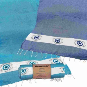 Πετσέτα Θαλάσσης Pestemal με Σχέδιο Ματάκια 90x180cm – Γαλάζια & Μπλε