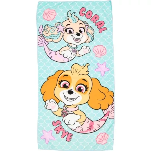 Παιδική Πετσέτα Θαλάσσης Microfiber Paw Patrol Coral & Skye Mermaid Fast Dry 70x140cm